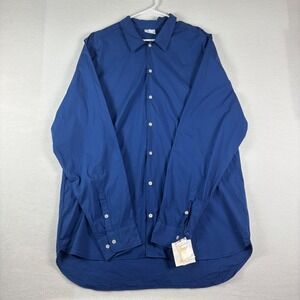 LuLaRoe Supply Mens 2XL Blue Long Sleeve Button Down Shirt Solid NWT New